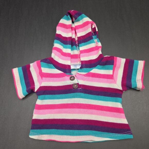 Build a Bear Striped Hoodie Pink Teal Purple Sweater Pullover Jumper - Picture 2 of 5